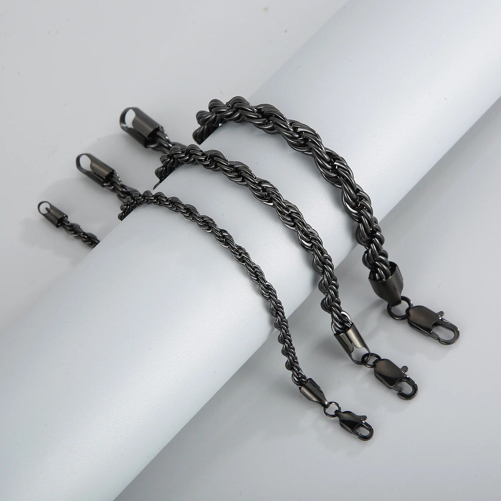 4/6/8mm Stainless Steel Bracelets For Men Women Gold Color Twisted Rope Link Ch image 12