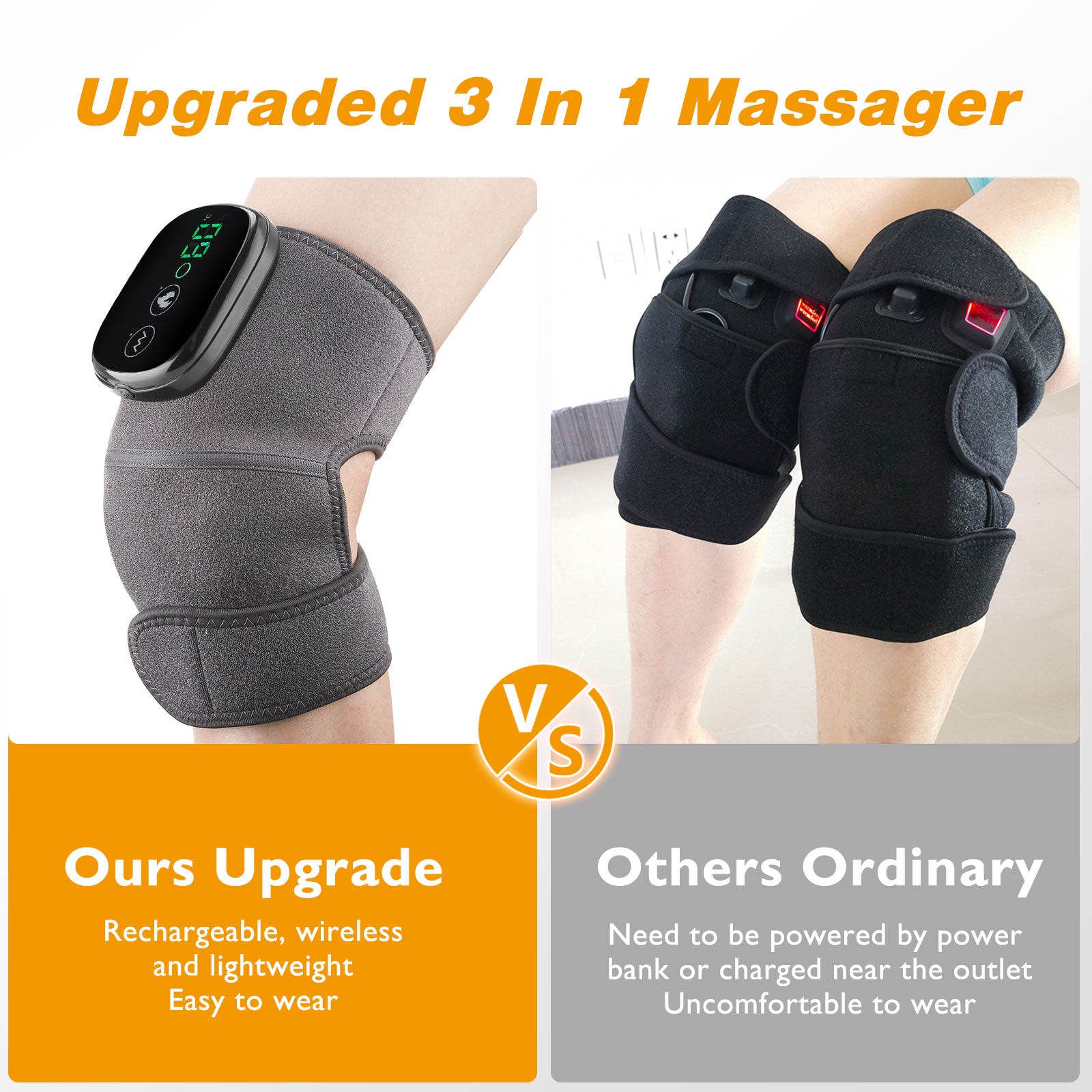 3 in 1 Electric Heating Massage Belt Knee Shoulder Vibrator Hot Compress Joint image 6