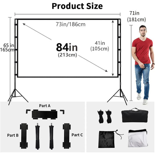 VEIDADZ Projector Screen With Stand Soft White Less Creases 60 84 100 120in Wit image 0