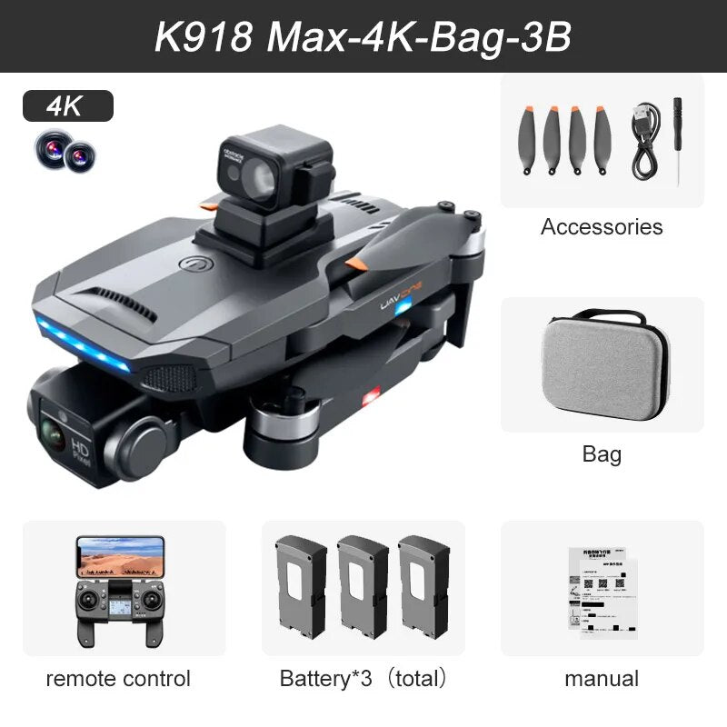 2023 New K918 MAX GPS Drone 4K Professional Obstacle Avoidance 8K DualHD Camera image 5