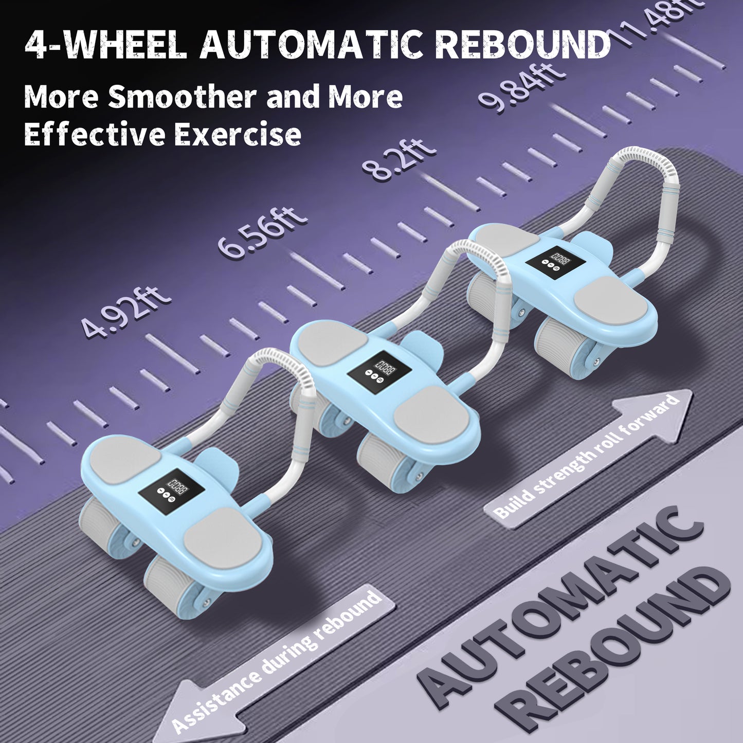 Automatic rebound abdominal roller with elbow support, knee pads and abdominal image 5