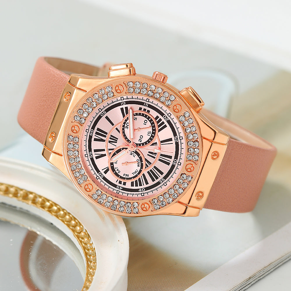 3PCS Set Women Casual Leather Watches Quartz Wristwatches & Ladies Heart Bow Wa image 4