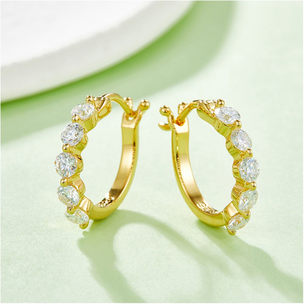 GEM'S BALLET 925 Sterling Silver Moissanite Hoop Earrings 14k Gold Earrings, Hy image 3