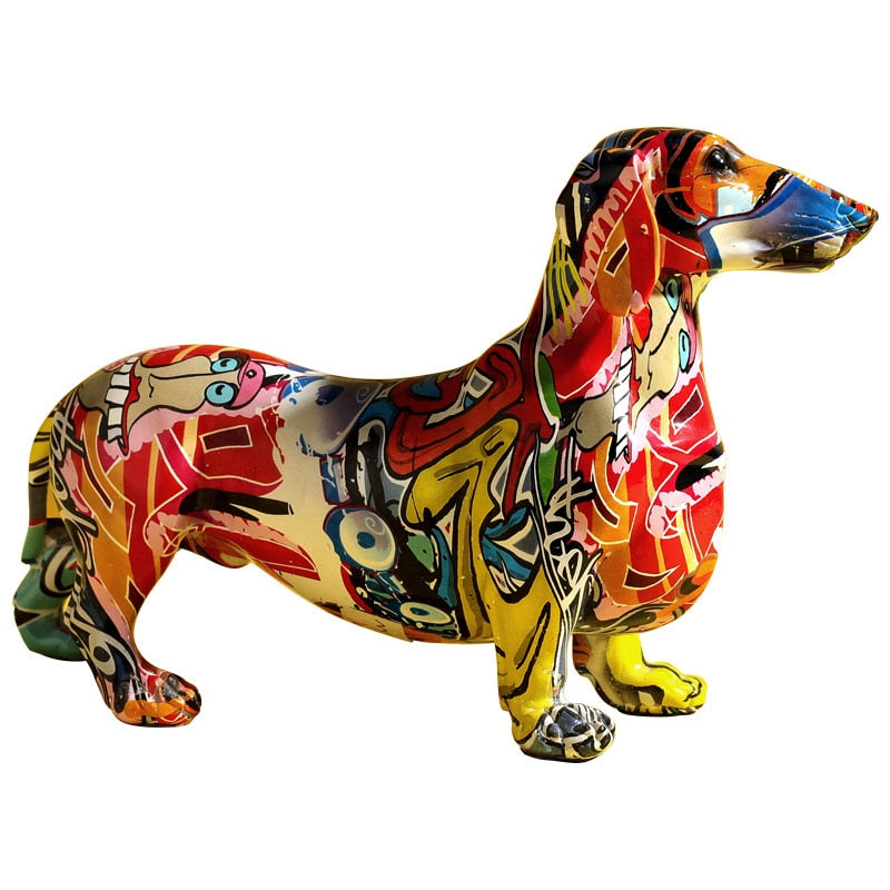 Creative  Home Modern Painted Colorful Dachshund Dog Decoration Wine Cabinet Of image 4