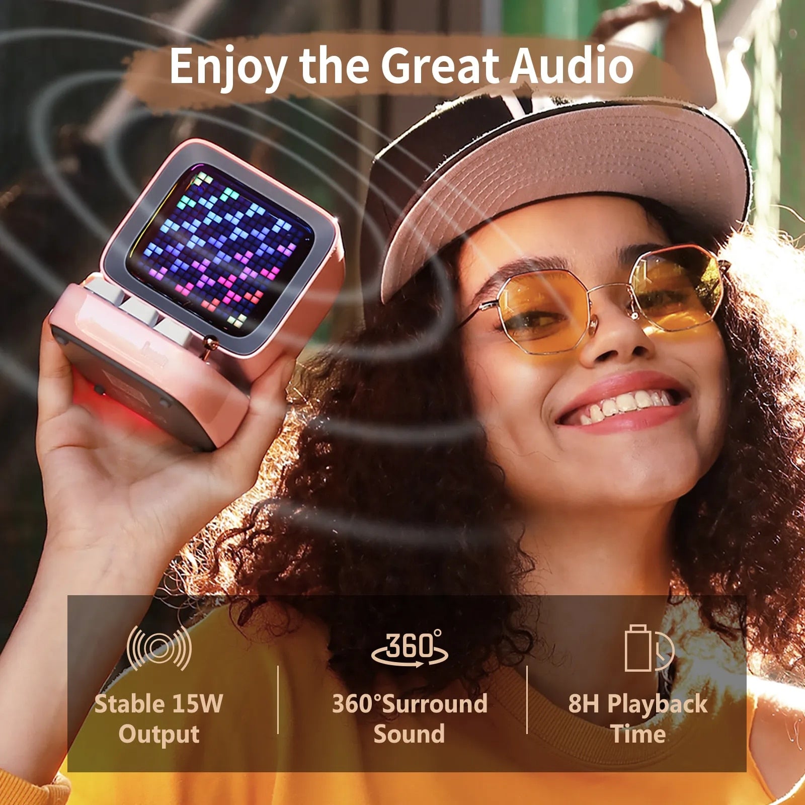 Divoom Ditoo-Pro Retro Pixel Art Bluetooth Portable Speaker Alarm Clock DIY LED image 7