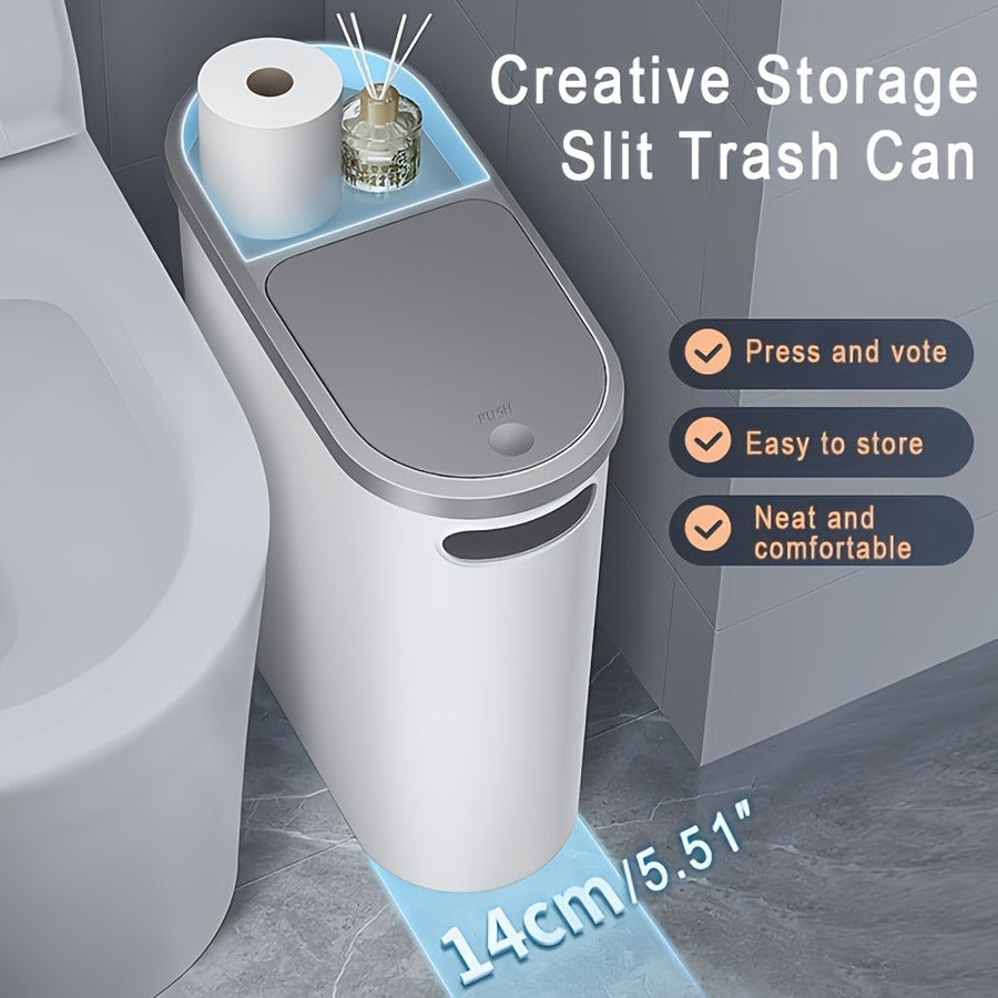 2/1 Pack Bathroom Trash Can, Small and Durable Plastic Trash Can with Built-in  image 0