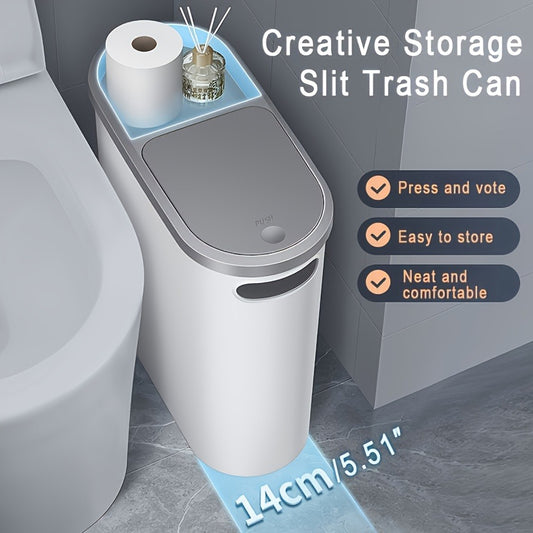 2/1 Pack Bathroom Trash Can, Small and Durable Plastic Trash Can with Built-in  image 0