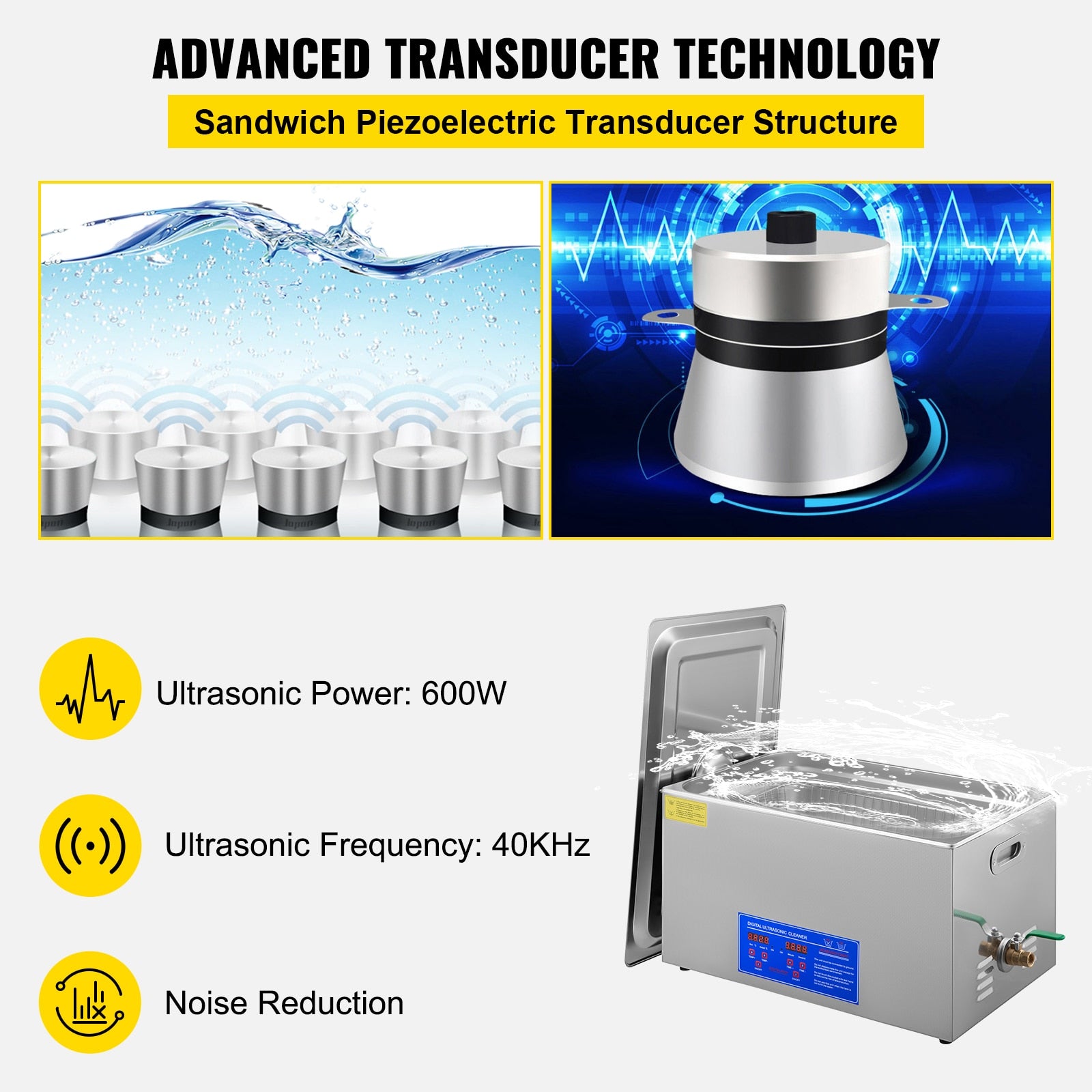 VEVOR 1.3L 2L 3L 6L 10L 15L 22L 30L Ultrasonic Cleaner Lave-Dishes Portable Was image 10