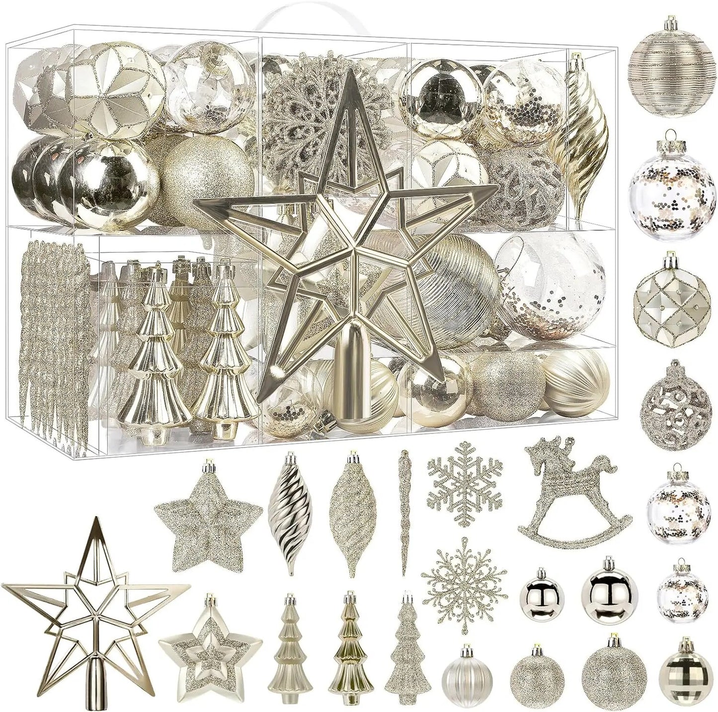 White Christmas 2024 100pcs Christmas Balls Ornaments Set Festoon New Year's Ev image 6