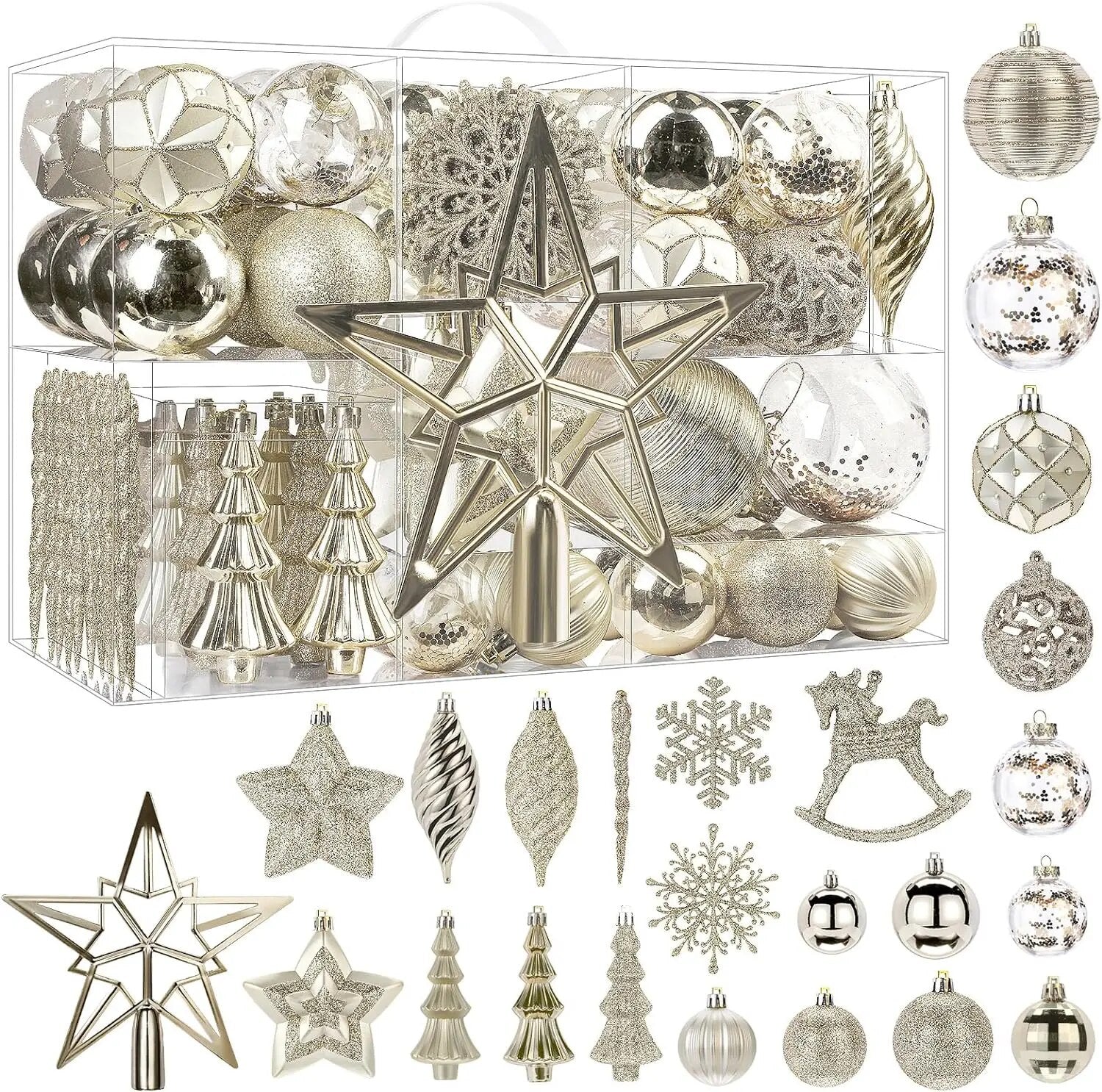 White Christmas 2024 100pcs Christmas Balls Ornaments Set Festoon New Year's Ev image 6