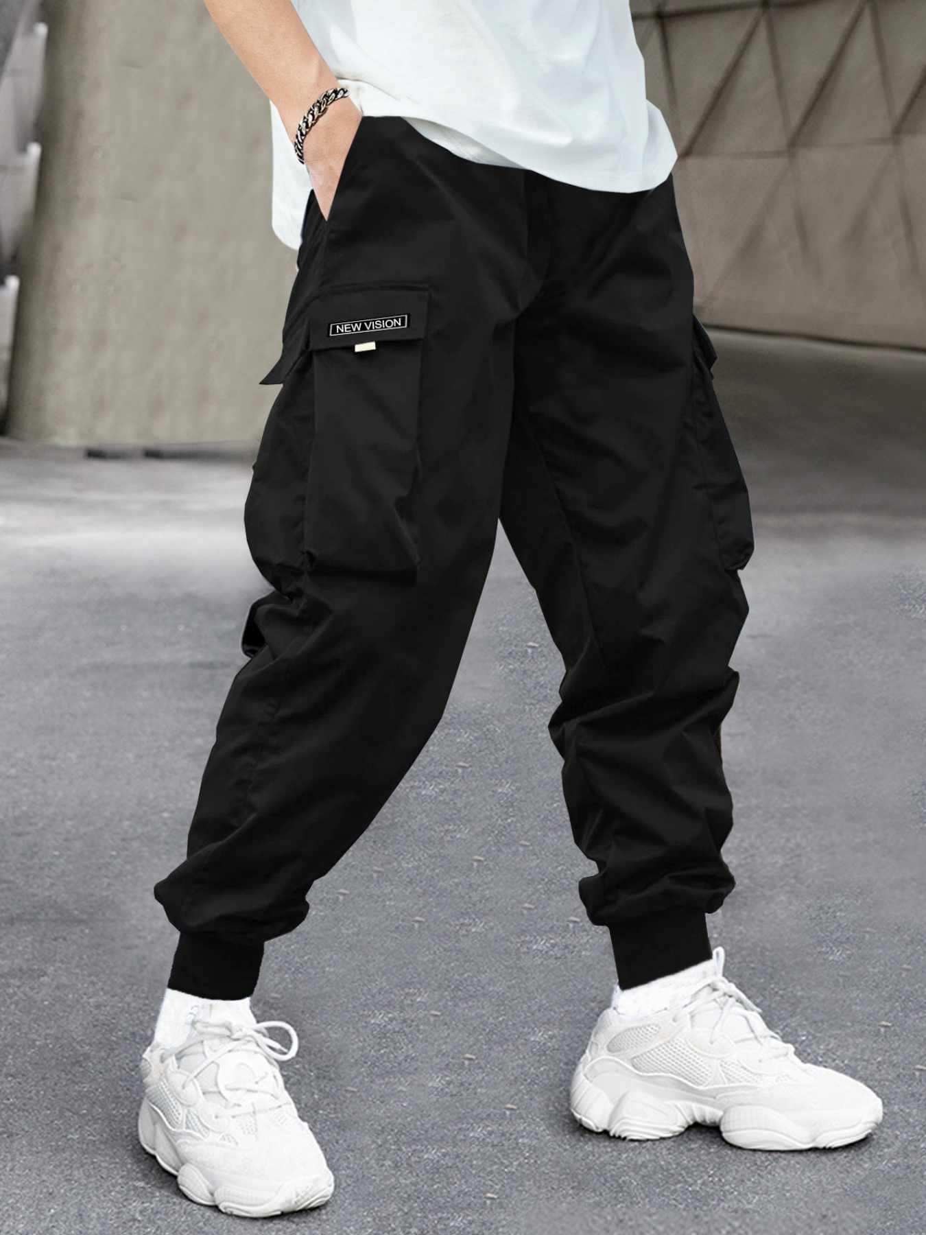 Men Flap Pocket Side Drawstring Waist Cargo Pants image 1