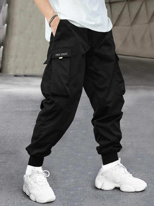 Men Flap Pocket Side Drawstring Waist Cargo Pants image 1