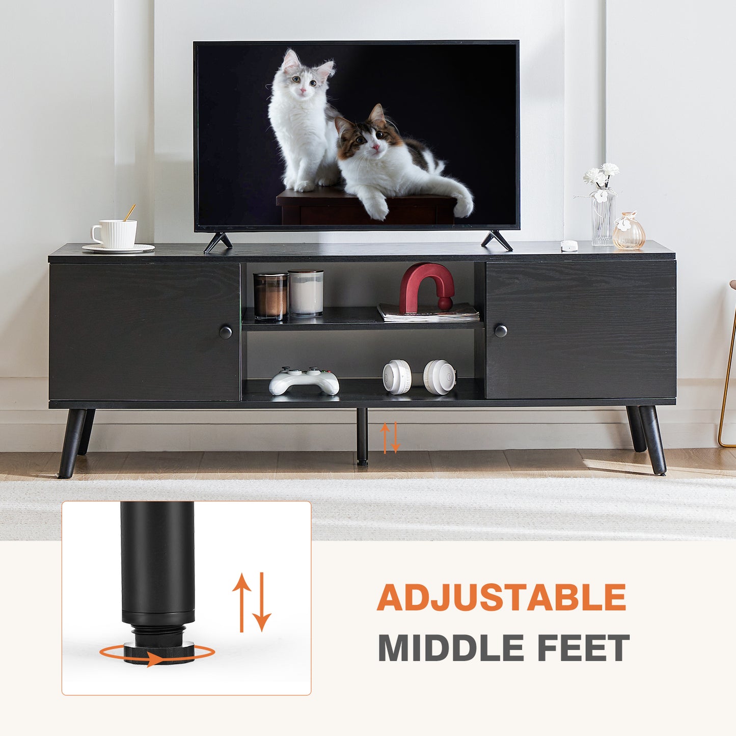 JHK Wooden Stand For Up To 60 Inch TV Entertainment Center For Living Room/Bedr image 6