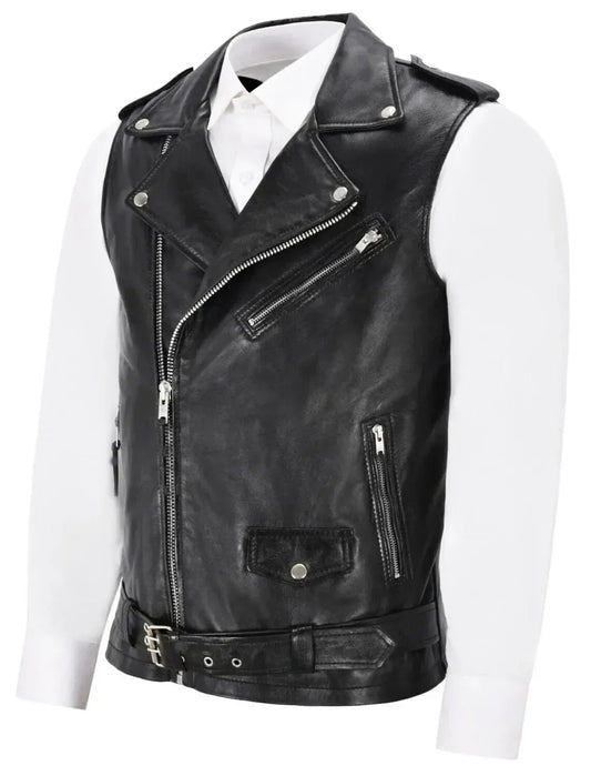 2024 The Latest Men's Leather Vest Men's Motorcycle Jacket Men Vest Biker image 0