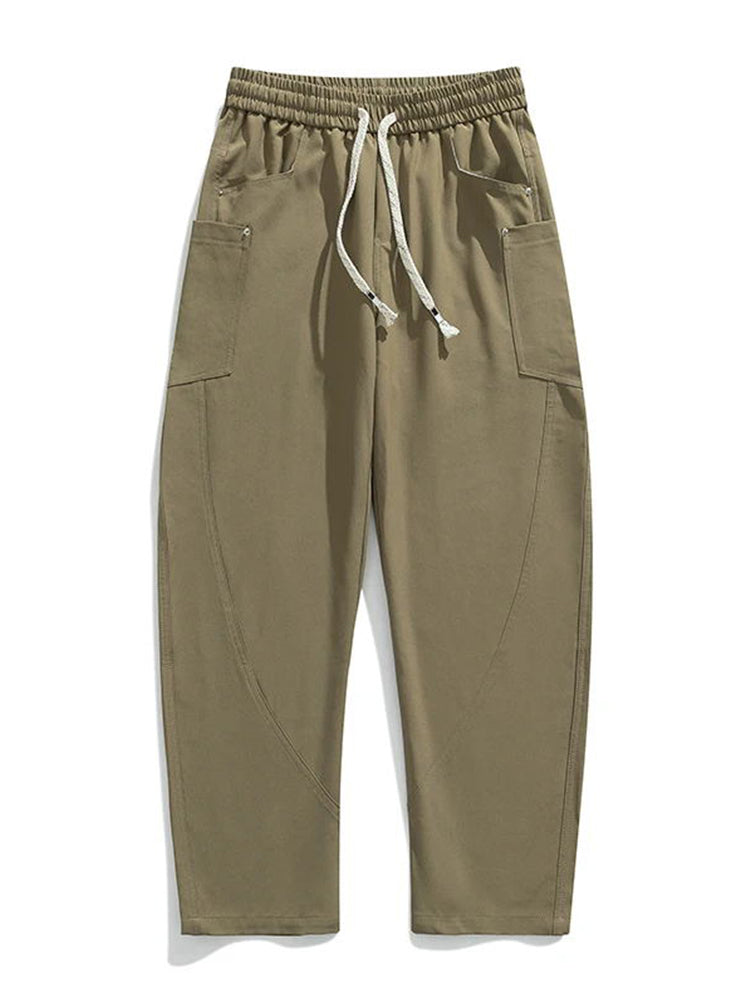 2024 New Spring Autumn Men's Sweatpants Multi-Pockets Wide Leg Casual Cargo Pan image 0