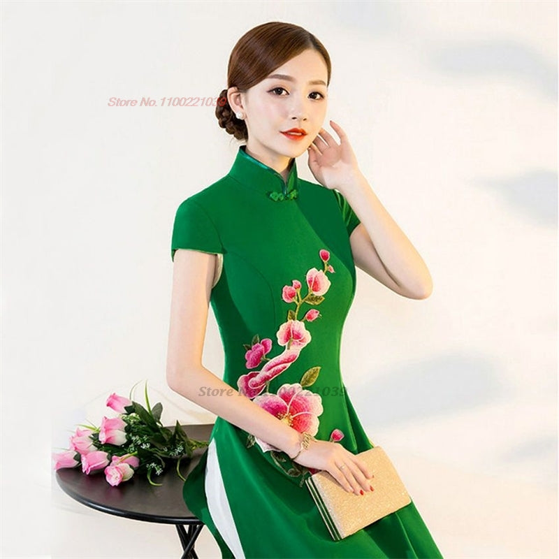 2024 vietnam aodai dress traditional chinese vintage qipao dress national flowe image 5