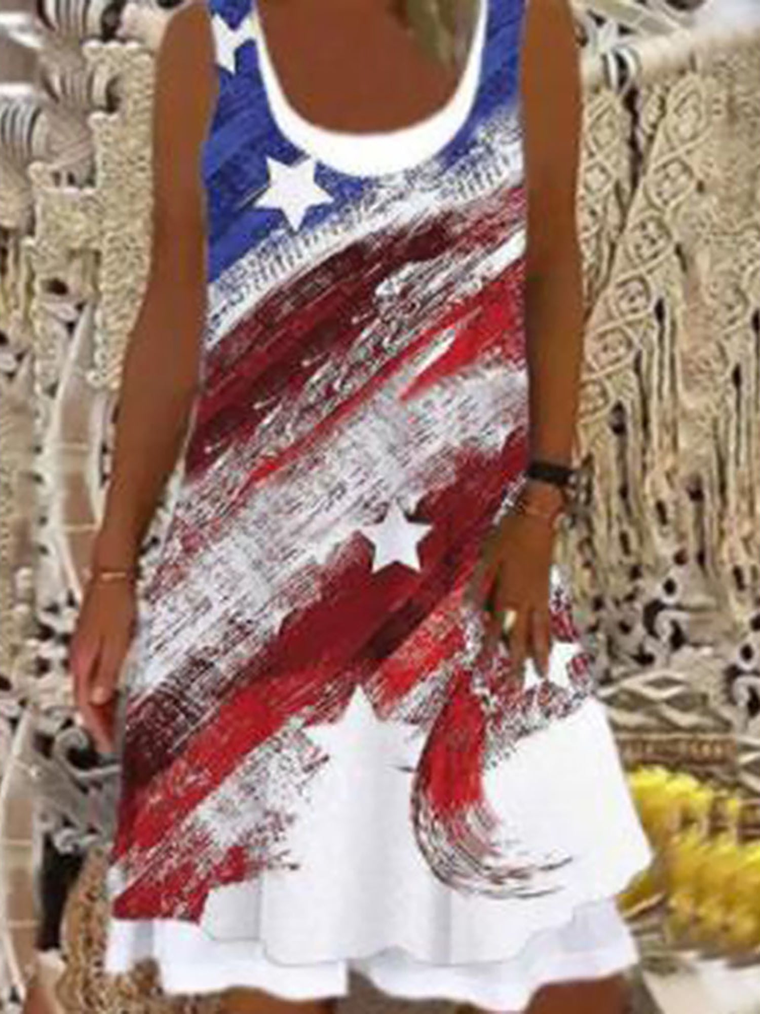 2024 Europe and the United States spring and summer new women's print splicing image 2