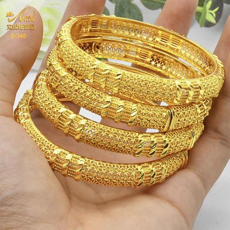 ANIID Dubai Bangles 24K Gold Color African Bracelet For Women Wholesale Designe image 23