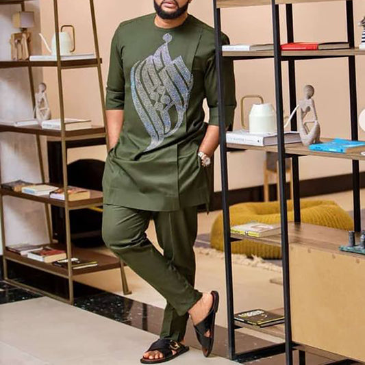 African Boubou Men's Dashiki Clothing Luxury Pants Sets  Full Elegant Suits  Fo image 0