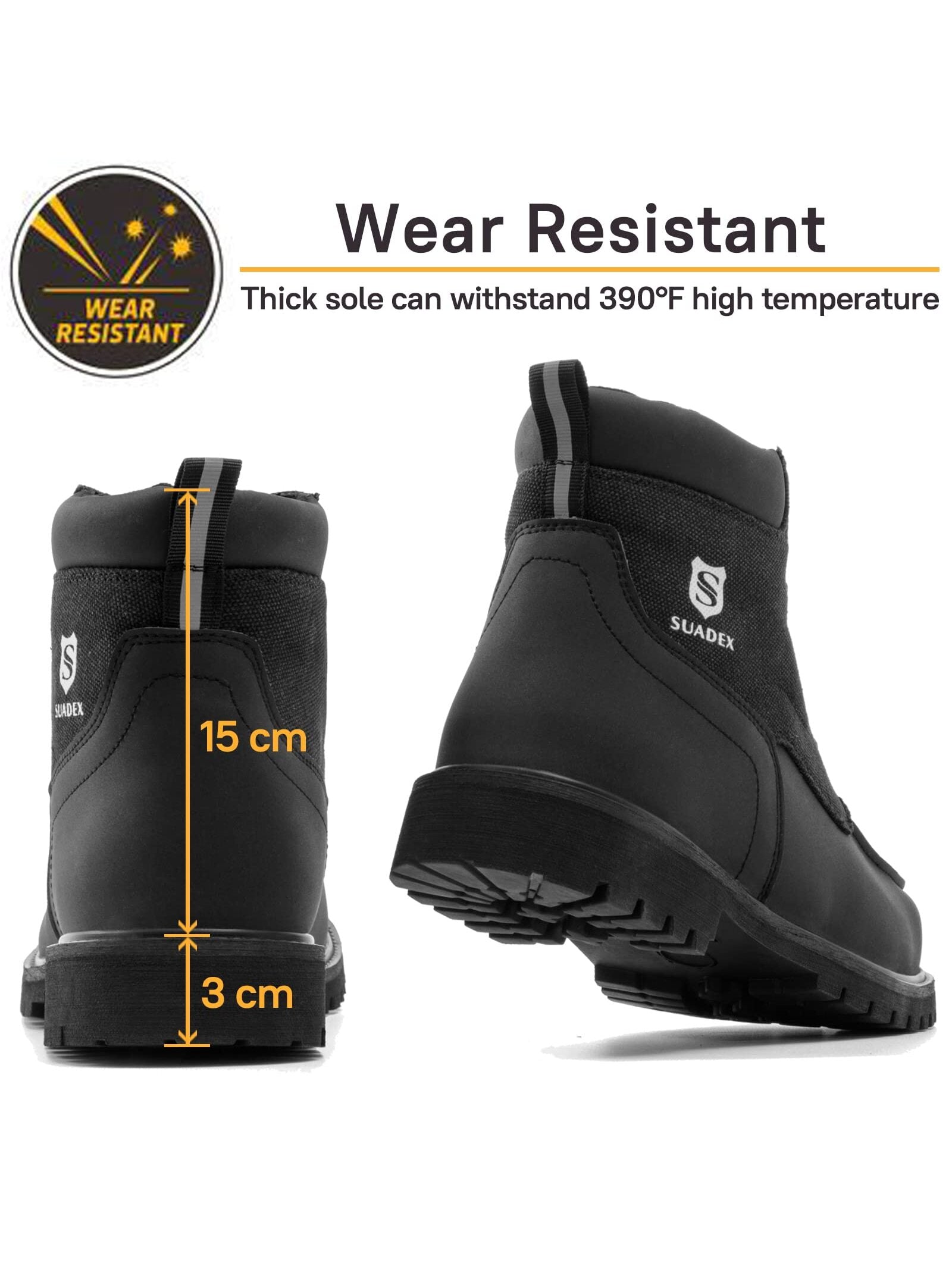 SUADEX Steel Toe Boots for Men Women Waterproof Indestructible Work Safety Boot image 5
