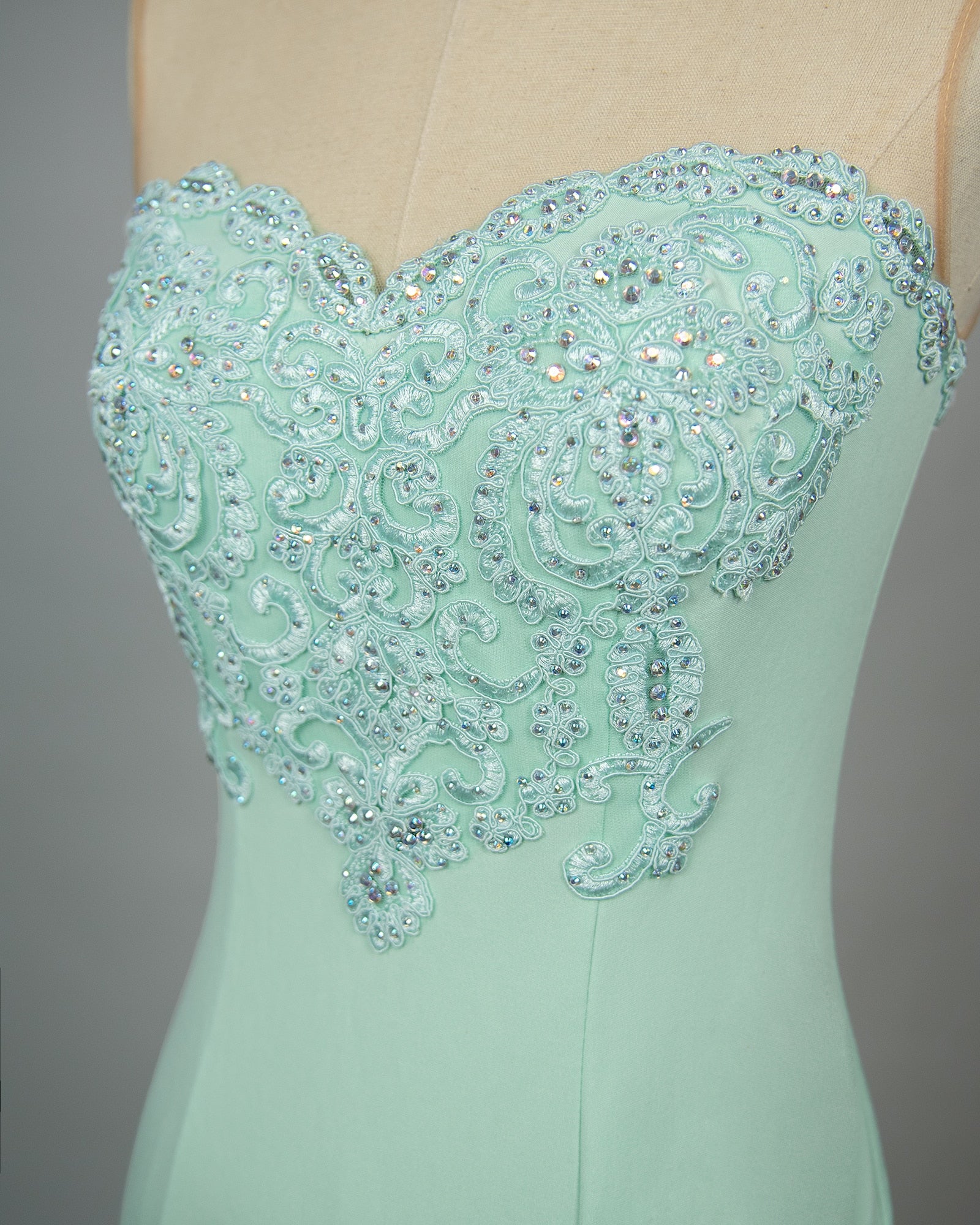 BABYONLINE Mermaid Bridesmaid Dresses Mint Green Gold Appliqués Beads Sweethear image 5