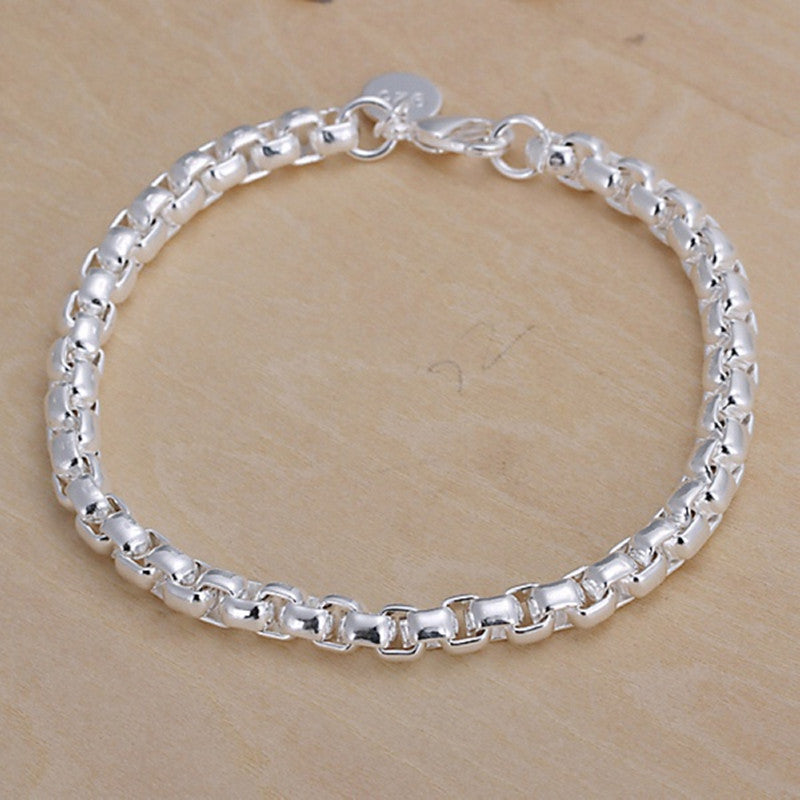 Noble 925 Sterling Silver Square Solid Chain Bracelet For Women Men Charm Party image 13
