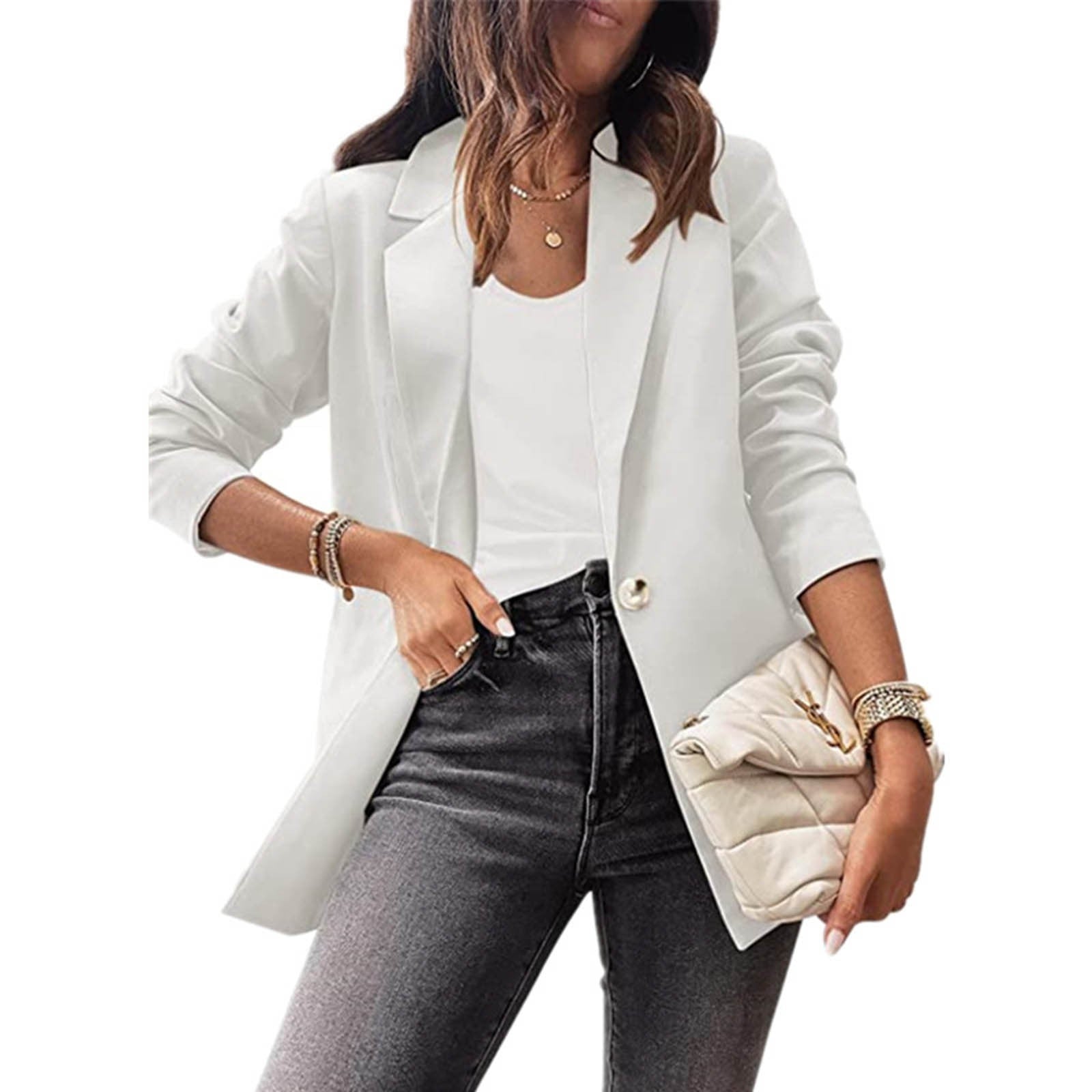 Women Autumn And  Winter Casual Suit Jackets Solid Color Long Sleeve Turn Down  image 9