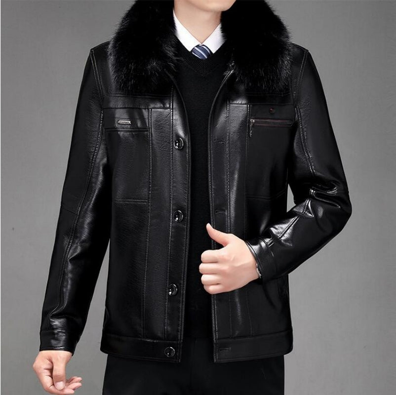 Winter Outerwear Men 2023 Men Fashion Leather Coat Jacket PU Jacket Long-sleeve image 1