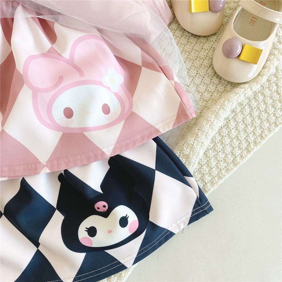 Cartoon Cute Sanrio Kuromi Melody Print Girls Princess Dresses For Leisure Kids image 4