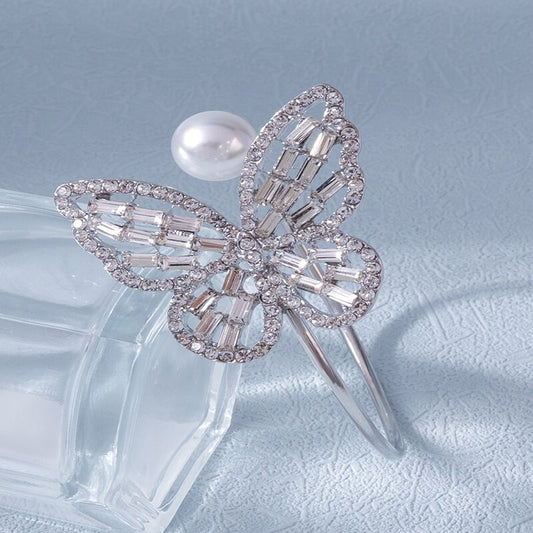 Gold-Color Butterfly Pearl Bracelet Zinc Alloy Fashion Luxury Style For Woman A image 0