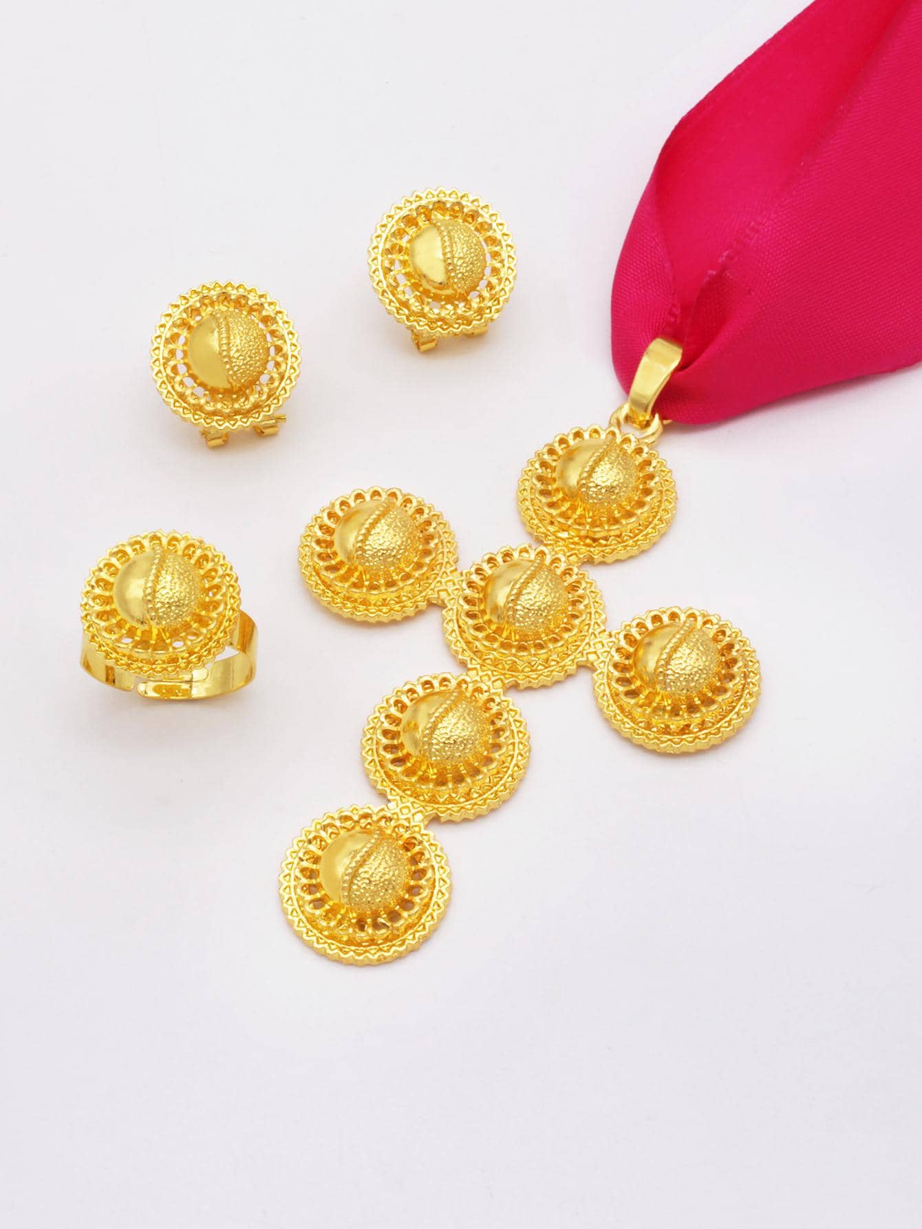 Ethiopian gold Color bridal rope Fine jewelry sets for women wedding Wife gifts image 2