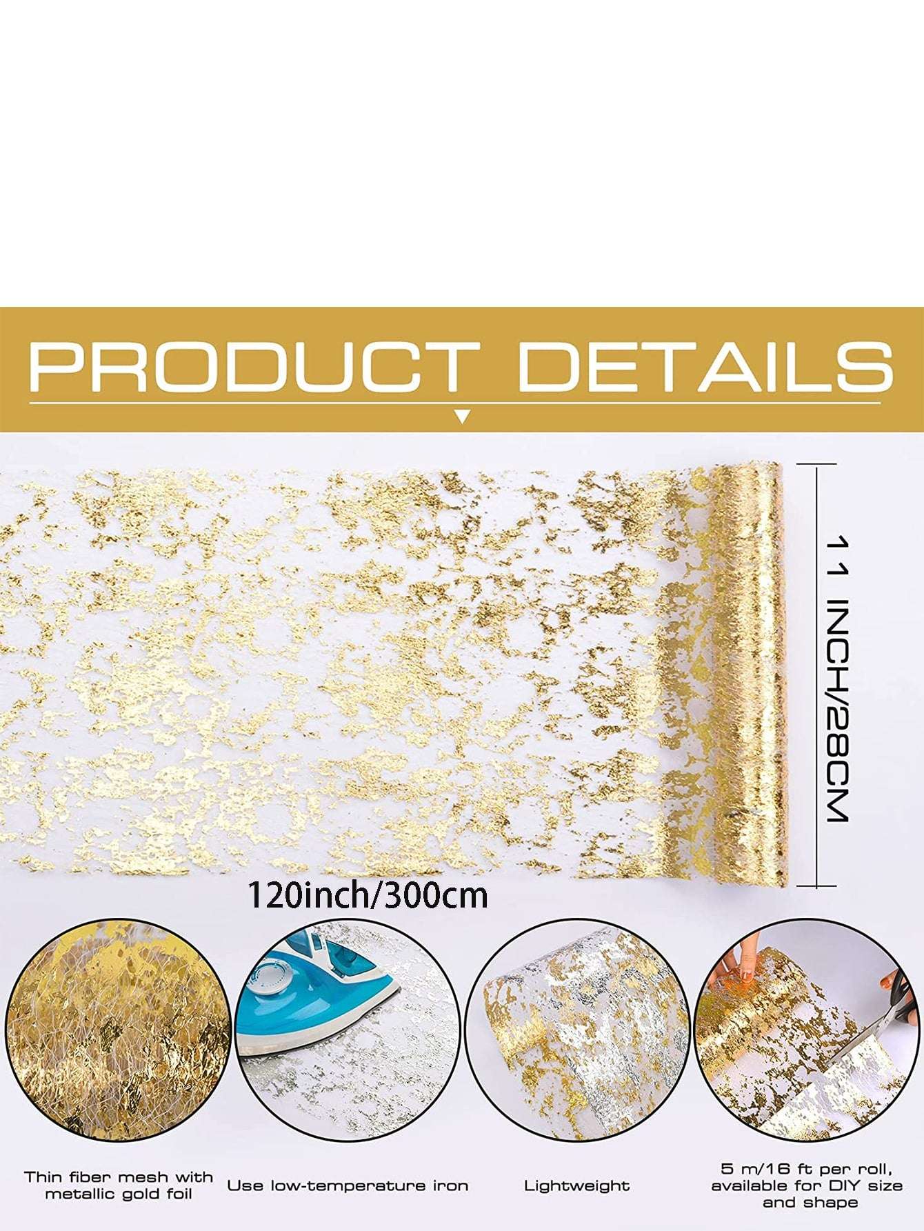 1pc Table Decorations For Party, Golden Table Runner, Sequin Glitter Foil Metal image 7