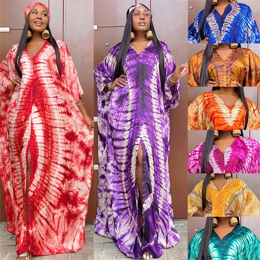 African Dresses for Women Hijab Kaftan Print Loose Boubou Robe Africa Clothes A image 0