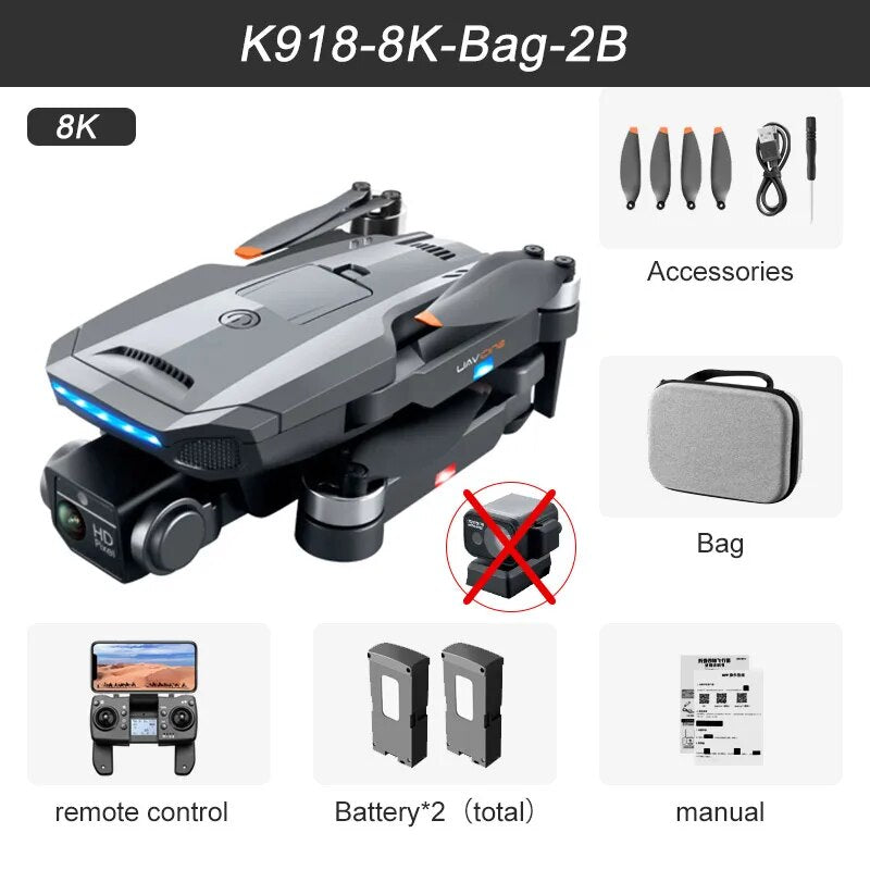 2023 New K918 MAX GPS Drone 4K Professional Obstacle Avoidance 8K DualHD Camera image 6