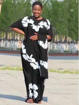 Multicolor Floral Print Cotton Women High Waist Boho Maxi Dress Casual Holiday image 2