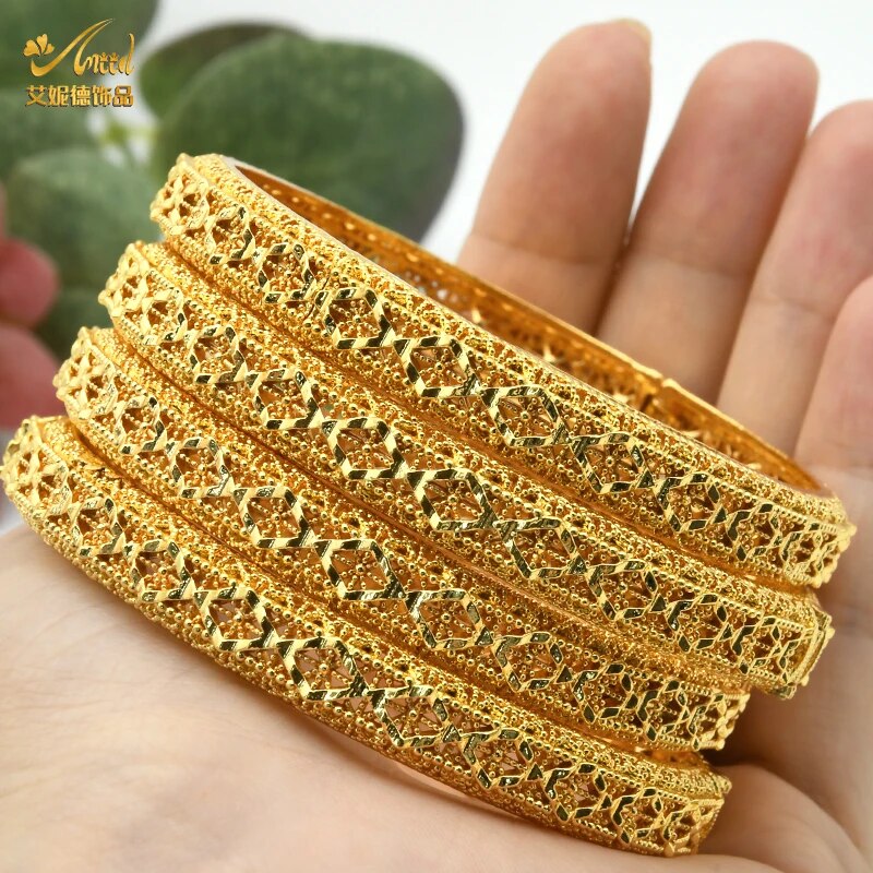 ANIID Dubai Bangles 24K Gold Color African Bracelet For Women Wholesale Designe image 24