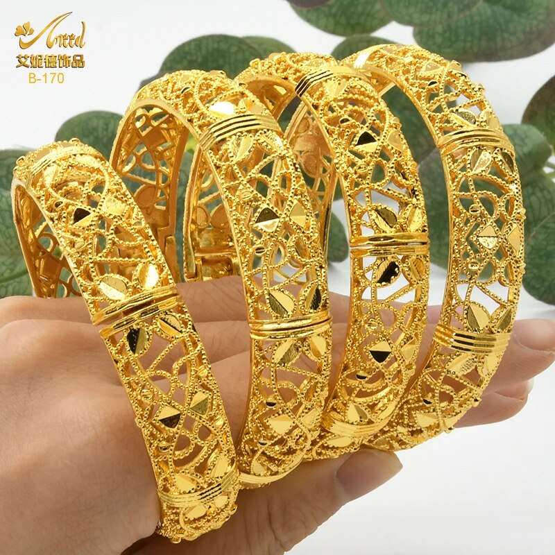 ANIID Dubai Bangles 24K Gold Color African Bracelet For Women Wholesale Designe image 13