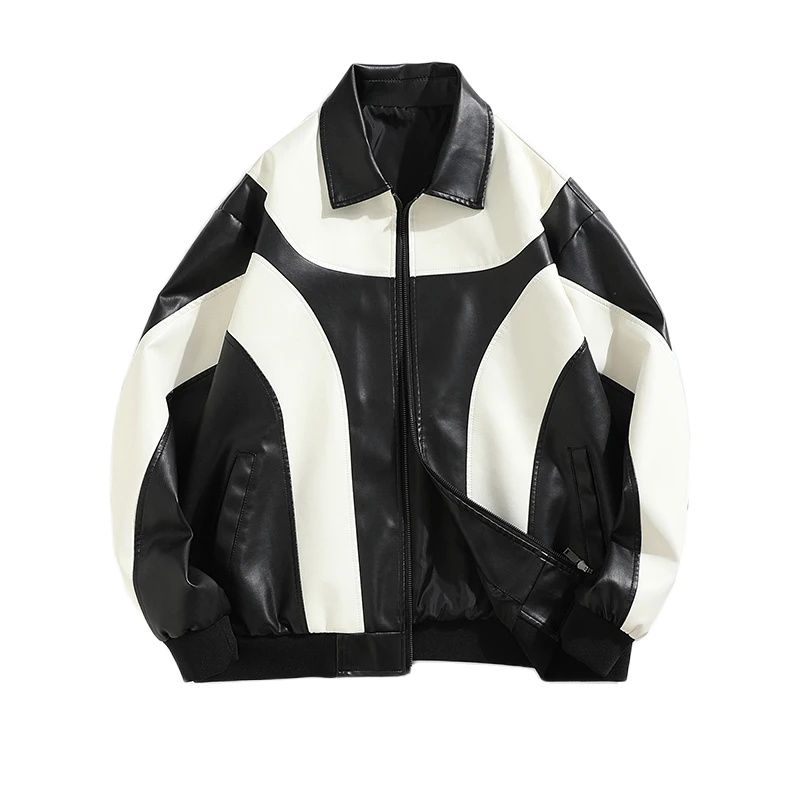 Autumn and Winter Hip Hop Men's Faux Leather Jacket, Padded Windbreaker, Motorc image 0