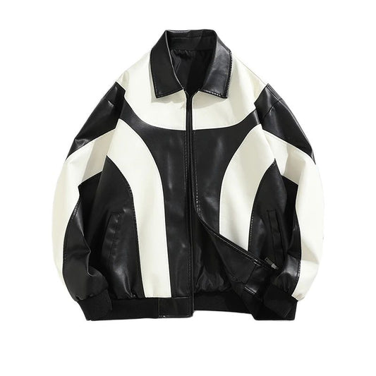 Autumn and Winter Hip Hop Men's Faux Leather Jacket, Padded Windbreaker, Motorc image 0