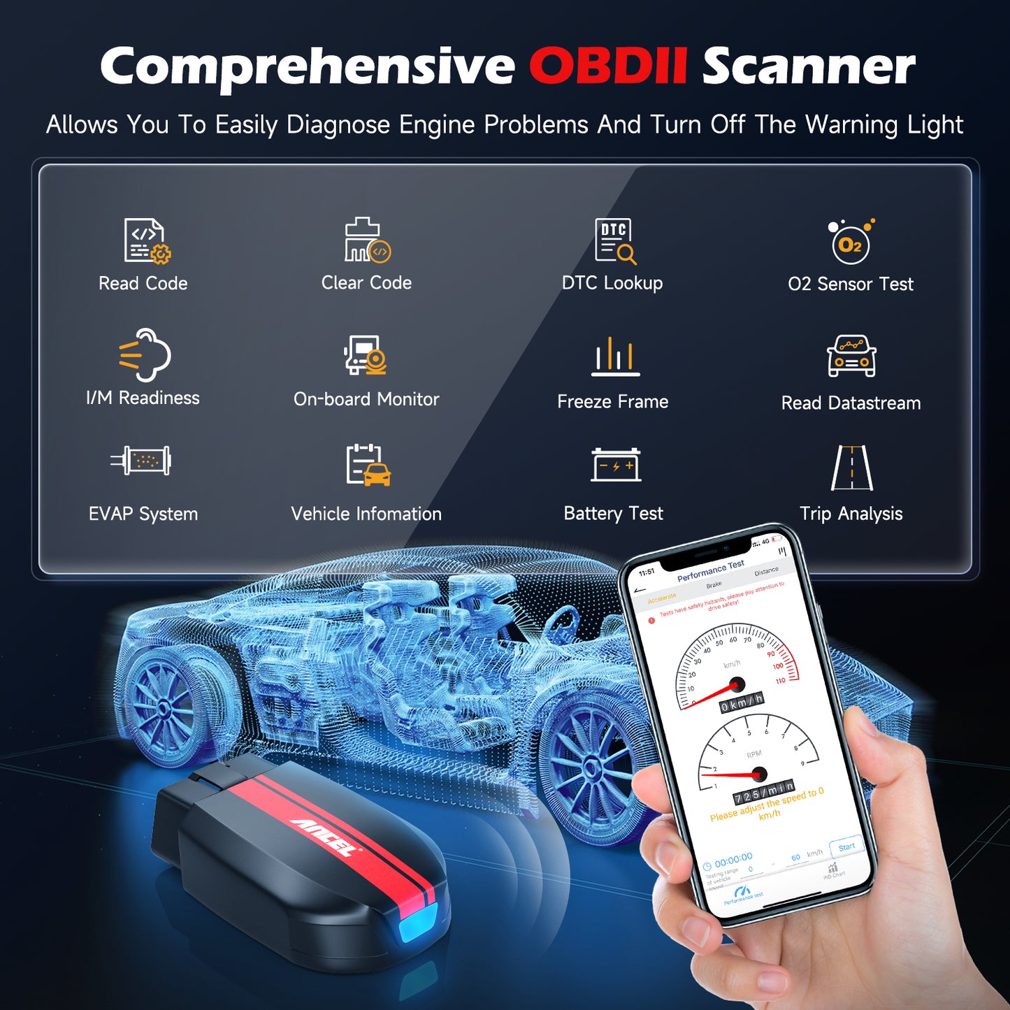 ANCEL BD200 OBD2 Scanner Bluetooth 5.0 OBD2 Code Reader Engine Fault Scanner Ca image 3