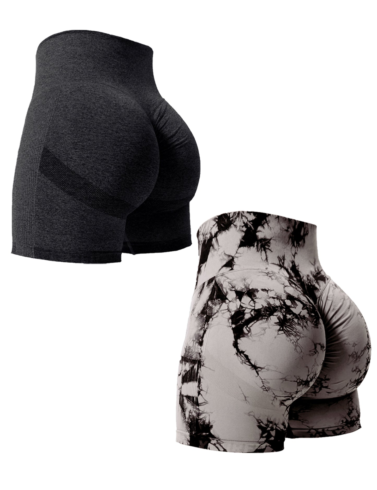 2PCS Tie Dye Butt Lifting Sexy Gym Shorts Woman Skinny Stretch High Waist Sport image 8