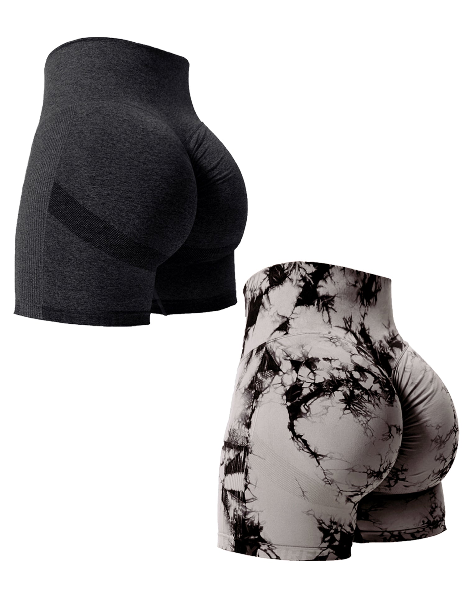 2PCS Tie Dye Butt Lifting Sexy Gym Shorts Woman Skinny Stretch High Waist Sport image 8
