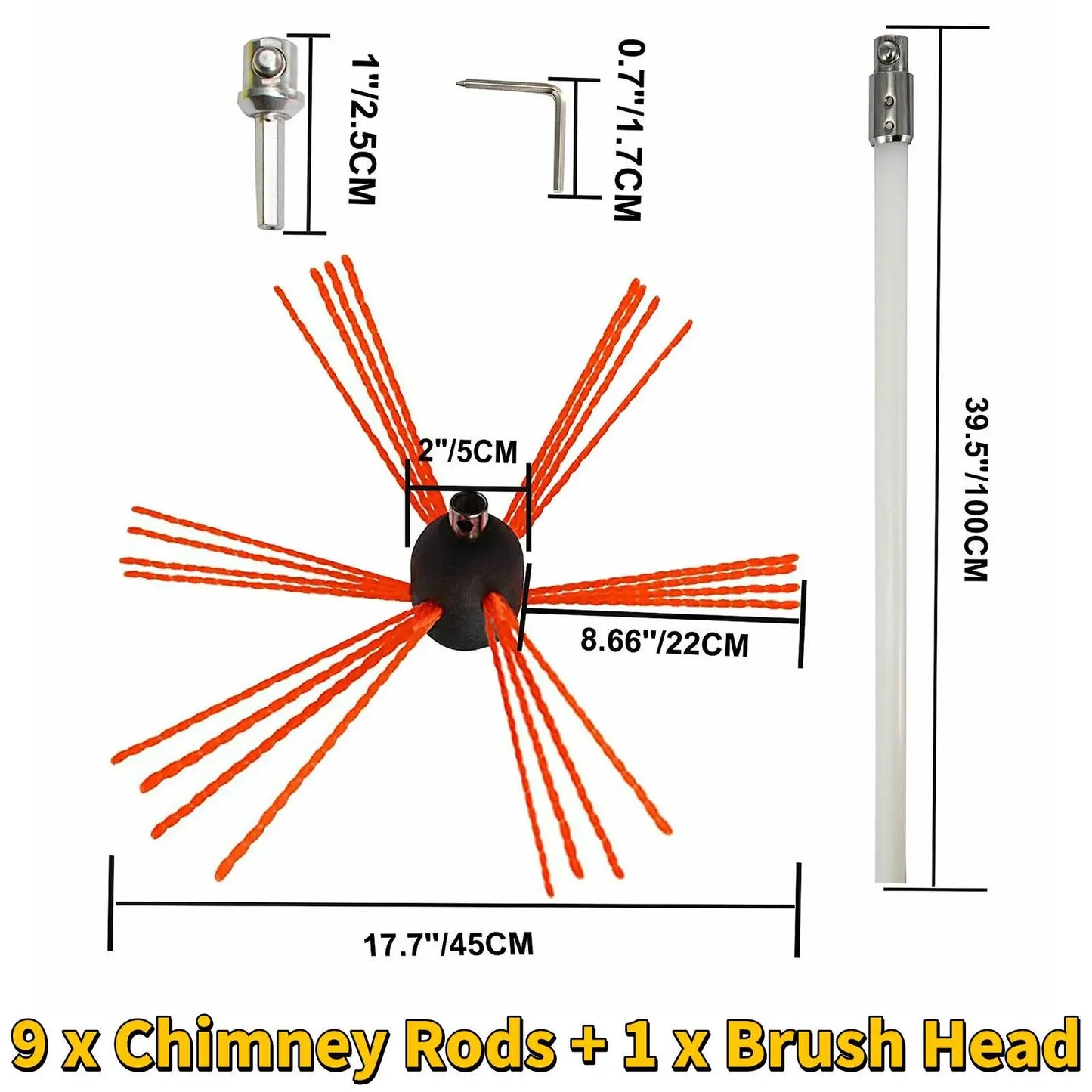 VEVOR Chimney Cleaner Sweep Kit Nylon Electrical Drill Drive Flexible Rod Rotar image 4