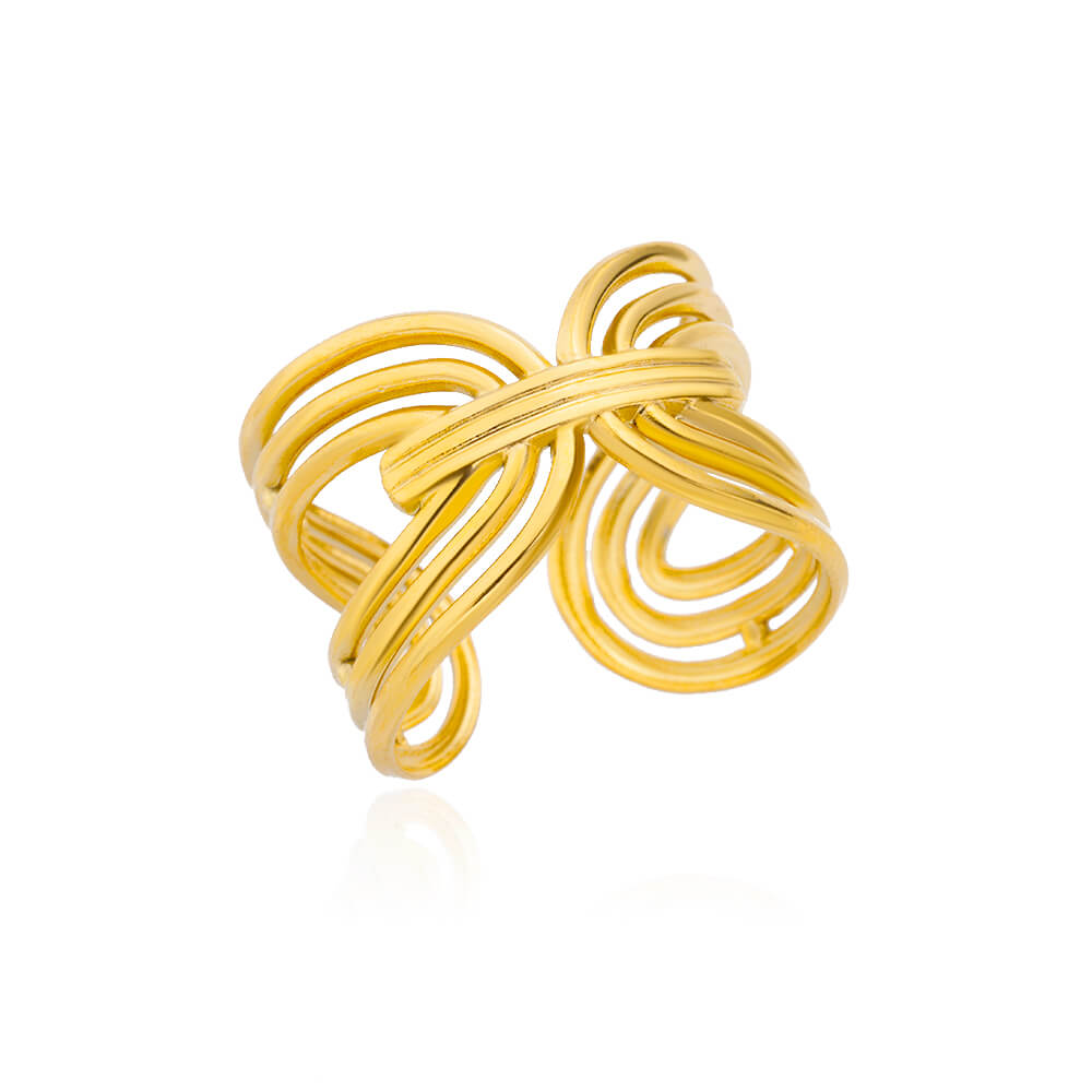 48 Style Women Stainless Steel Rings Gold Color Hollow Out Geometric Open Ring  image 4