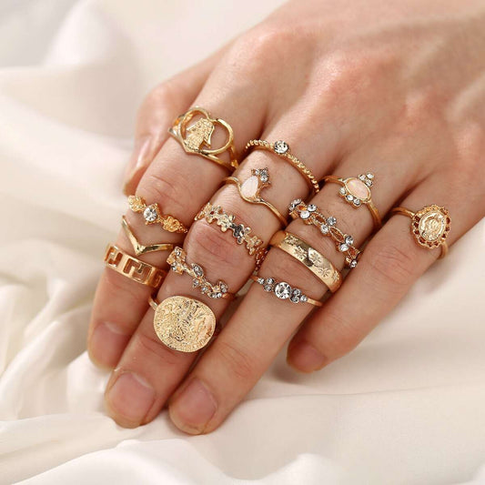 15 Retro Lady Jewelry Retro Gold-color Coins Cross Love Ring Europe And America image 0