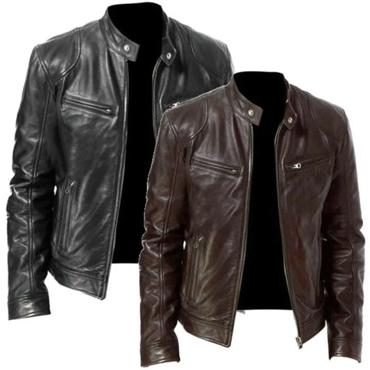 Retro Men's Leather Jacket - Vintage Style Coat  Rock and Roll Lovers Fashionab image 0