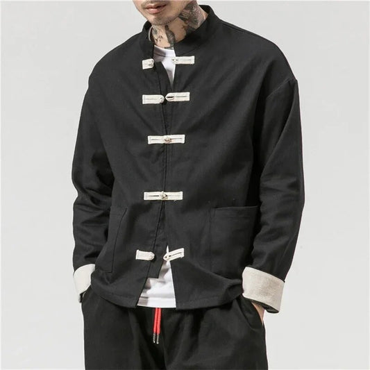 Chinese Traditional Retro Coat Man Autmn Long Sleeve Tang Suit Mandarin Collar image 0