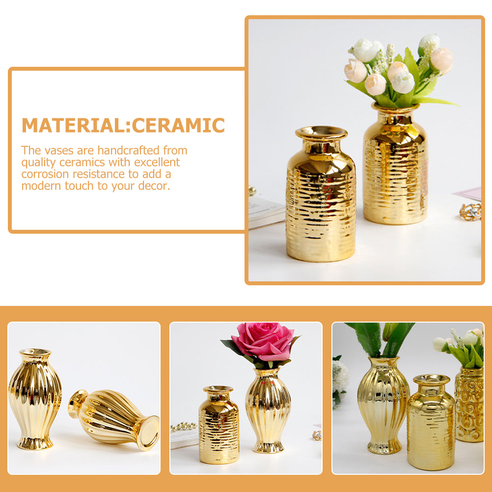 2 Pcs Floor Trim Small Golden Vase Window Flower Mini Vases Bulk Big Outdoor Eu image 6