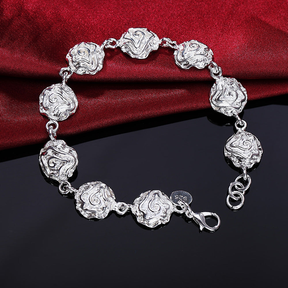 Noble 925 Sterling Silver Square Solid Chain Bracelet For Women Men Charm Party image 2