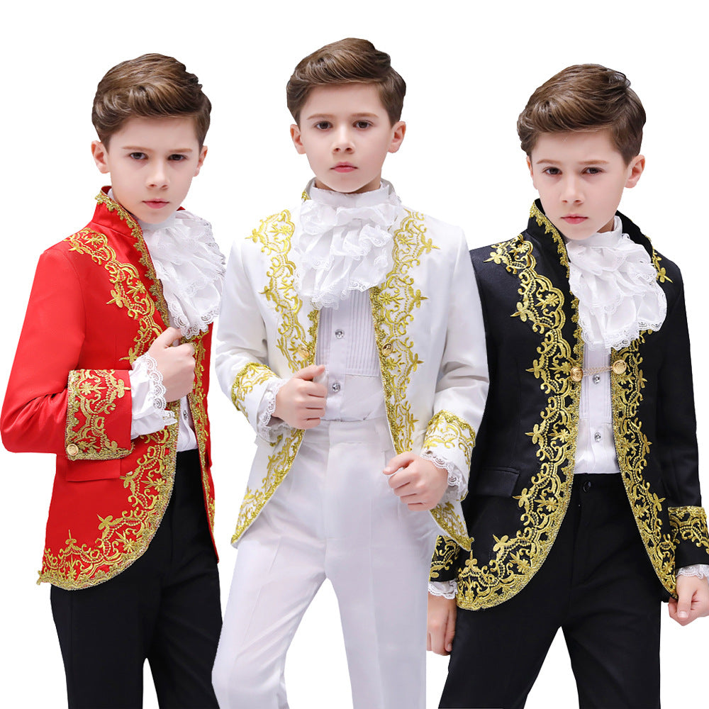 Boys European Style Court Drama Costume Children Golden Flower Stage Prince Cha image 0